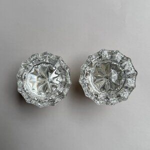 Lot Of 2 Vintage Antique Glass Door Knobs Matching Clear